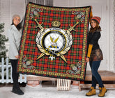 Stewart Royal Modern Tartan Crest Premium Quilt - Celtic Thistle Style